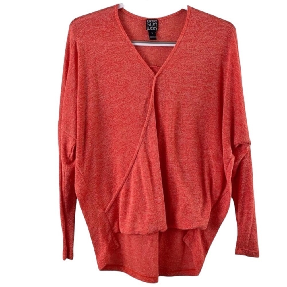 Clara Sun Woo Red Wrap Knit Top